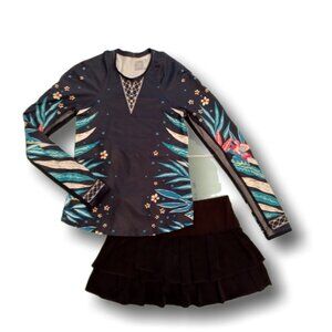 LUCKY IN LOVE tennis set outfit KEEPIN IT RIO skirt/skort an top NAVY Size XS/SM